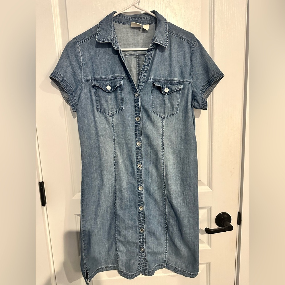 Chico's Blue Denim Short Sleeve Dress size 1.5